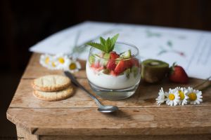 Recette Verrines fraises, kiwi et yaourt