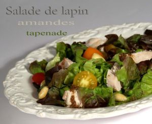 Recette Salade au lapin aux amandes fraîches, vinaigrette à la tapenade verte