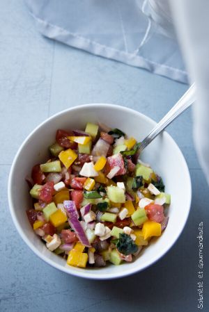 Recette Salade rafraichissante multicolore façon grecque