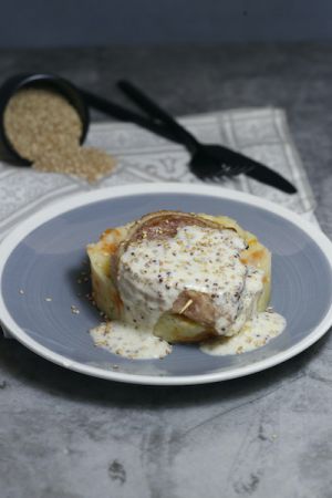Recette Steaks de canard  écrasé de carottes pommes de terre au cumin et crème au sésame