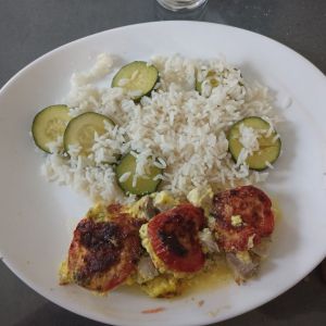 Recette Gratin de lieu noir au curcuma et riz/courgette au COMBI NINJA