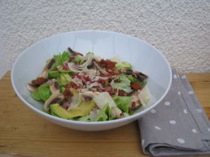 Recette Salade avocat- lardons- champignons