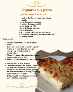 Recette Flognarde aux poires