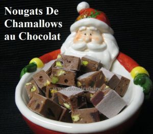 Recette Nougat de Chamallows au Chocolat, Fruits Confits et Pistaches