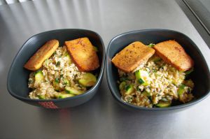 Recette Risotto aux courgettes, tofu à l’orange / Zucchini risotto, orange baked tofu