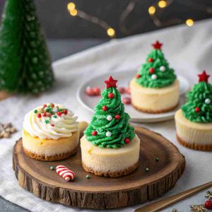 Recette Christmas Mini Tree Cheesecakes – Decorated Individual Desserts
