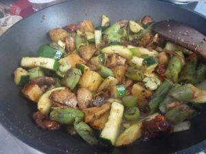 Recette Poêlée de légumes variés sauce espélette et gingembre, chorizo en option