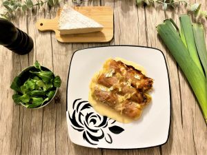 Recette Poireaux gratinés au jambon cru et au brie