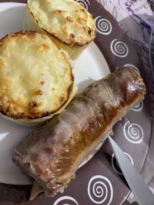 Recette Andouillette grillée au curcuma  flan choux fleur