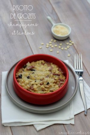 Recette Risotto de crozets aux champignons et lardons