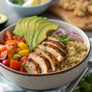 Recette Avocado Chicken Quinoa Bowl – Meal Prep Protein Bowl