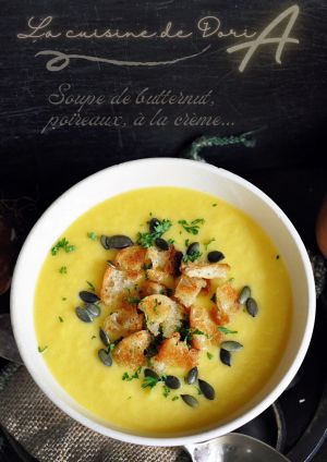 Recette Soupe de butternut et poireaux à la crème