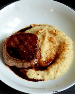 Recette Pavé de boeuf, sauce café et purée de céleri rave à la tonka