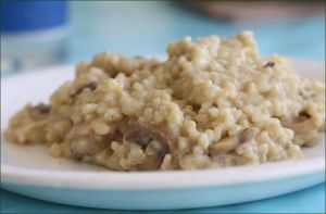 Recette Risotto aux champignons et purée d'amande, très facile en cocotte minute (vegan)