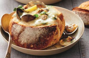 Recette Clam chowder dans un bol de pain