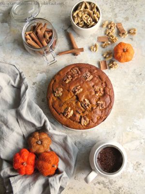 Recette Gâteau au potimarron-cannelle et noix