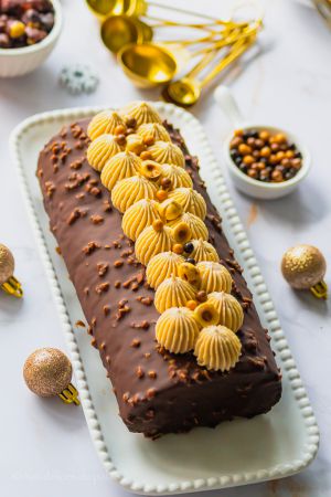 Recette Bûche noisette chocolat et caramel