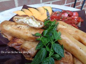 Recette Bricks à la courgette, feta et menthe