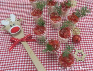 Recette Verrines de fromage blanc aux œufs mimosa, concombre et tomates séchées