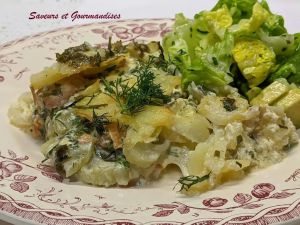 Recette Gratin de pommes de terre, fenouil et saumon fumé d’Ottolenghi