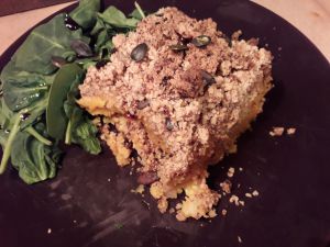 Recette Crumble Courge/Chou Romanesco et Lentilles corail {Vegan}