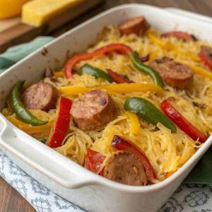 Recette Sausage and Peppers Spaghetti Squash Casserole – Low-Carb Italian