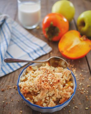 Recette Crumble kaki et pommes