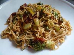 Recette Pâtes Spaghettini à la sicilienne (fenouil anchois, capres, tomate)  version 2