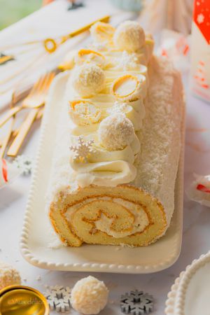 Recette Bûche à la noix de coco façon Raffaello®