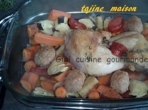 Recette Tajine de poulet et boulettes