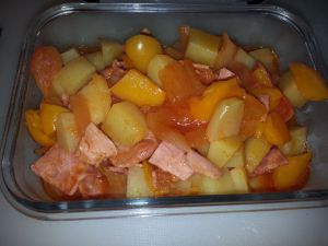 Recette Poivrons, pommes de terre et jambon COOKEO
