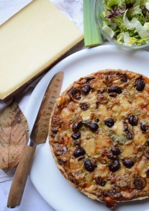 Recette Tarte aux poireaux, champignons et Comté #sans oeuf