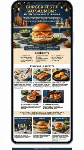 Recette Burger festif au saumon : recette gourmande et originale