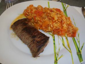 Recette Steack et risotto à la tomate