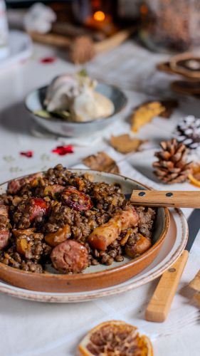 Recette Petit salé aux lentilles et diots de Savoie et poitrine fumée