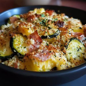 Recette Découvrez la Recette Exquise: Gratin de Courgettes, Jambon et Riz – Un Délice Prêt en Seulement 45 Minutes!