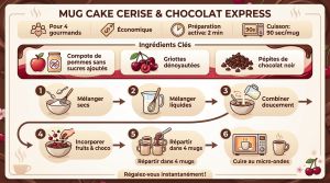 Recette Mug cake chocolat cerise : recette légère prête en 2 min