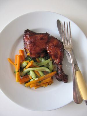 Recette Cuisses de poulet laqué aux petits légumes