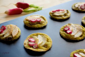 Recette Tartelettes apéritives aux radis et à la poire (vegan)