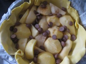 Recette Tarte pommes/poires/chocolat au flan