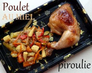 Recette Cuisses ou ailes de poulet au miel, au vin blanc et à la sauce soja avec des petits légumes : recette d'Annaelle