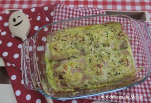 Recette Gratin de poireaux rôtis au jambon - light