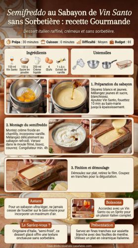 Recette Semifreddo au Sabayon de Vin Santo sans Sorbetière : recette Gourmande