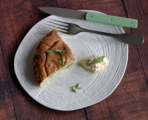 Recette Gâteau ou flan de  courgette/ricotta/parmesan, sauce mayonnaise crémée