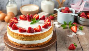 Recette Gâteau au yaourt et fraises : recette délicieuse