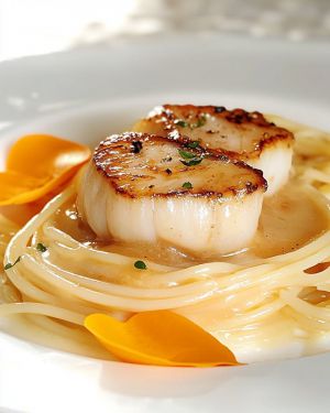 Recette Saint-Jacques Crémeuses Spaghetti : Recette Rapide et Savoureuse