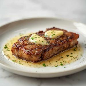 Recette Delicious pan seared steak with garlic butter recipe