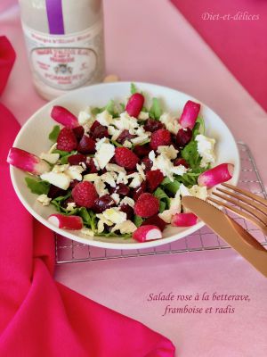 Recette Salade rose à la betterave, framboise et radis