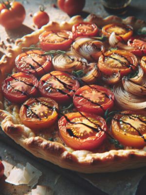 Recette Tarte aux tomates, échalotes et balsamique