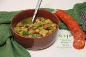 Recette Soupe aux poireaux, pois chiches et chorizo